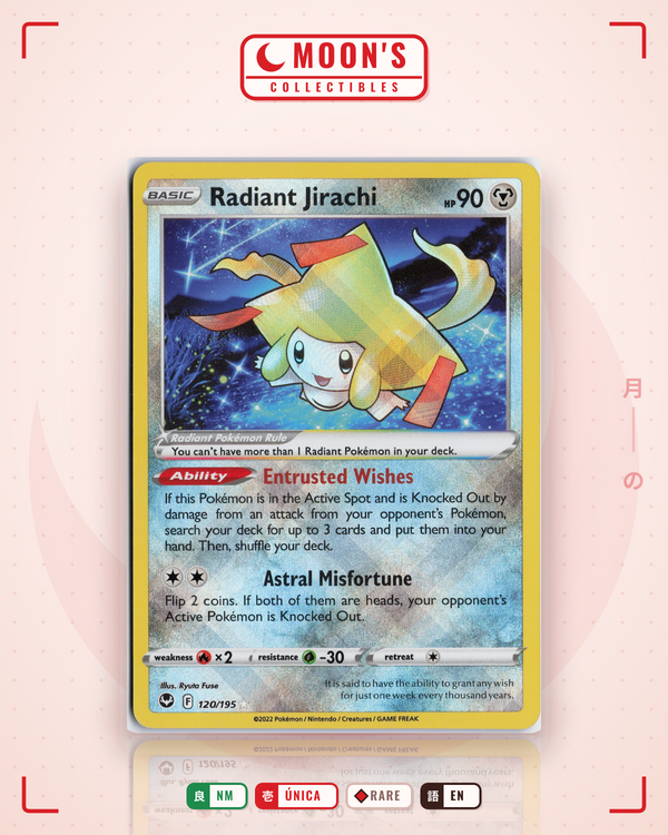 Carta Pokémon Radiant Jirachi · Silver Tempest #120/195 (NM) — pieza única en Moon's Collectibles México