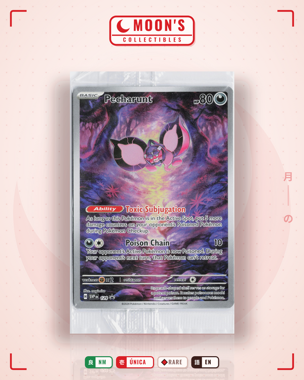 Carta Pokémon Pecharunt · Scarlet & Violet Black Star Promos #129 (NM) — pieza única en Moon's Collectibles México