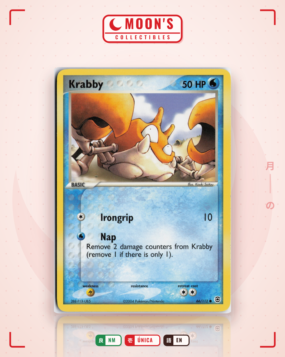 Carta Pokémon Krabby · FireRed & LeafGreen #66/112 (NM) — pieza única en Moon's Collectibles México