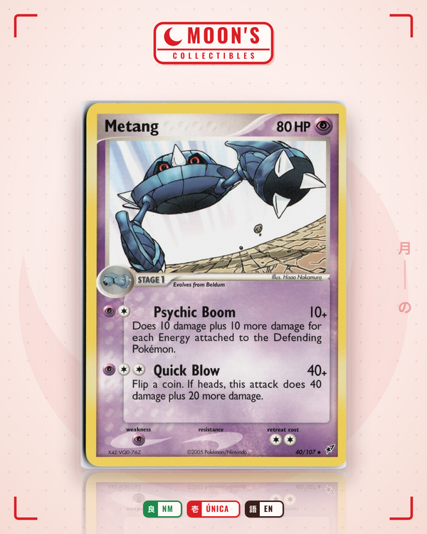 Carta Pokémon Metang · Deoxys #40/107 (NM) — pieza única en Moon's Collectibles México