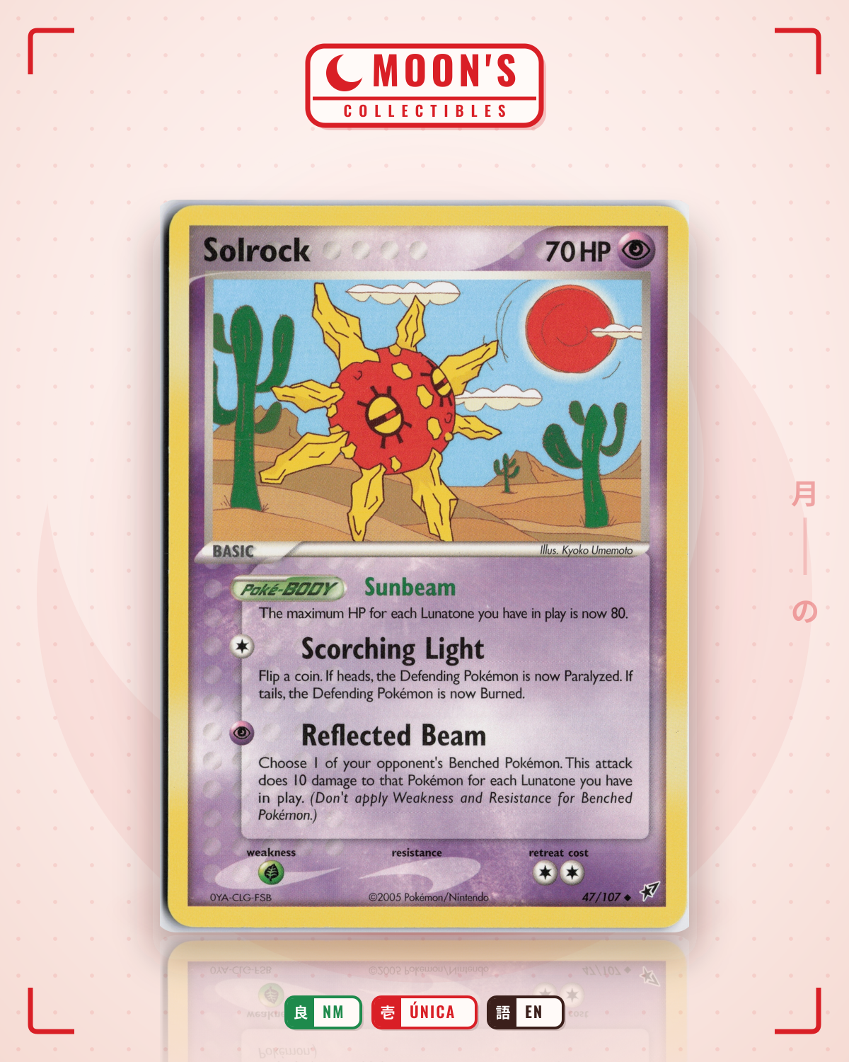 Carta Pokémon Solrock · Deoxys #47/107 (NM) — pieza única en Moon's Collectibles México