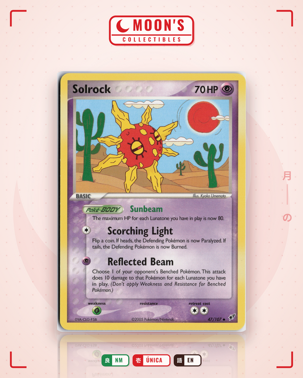 Carta Pokémon Solrock · Deoxys #47/107 (NM) — pieza única en Moon's Collectibles México