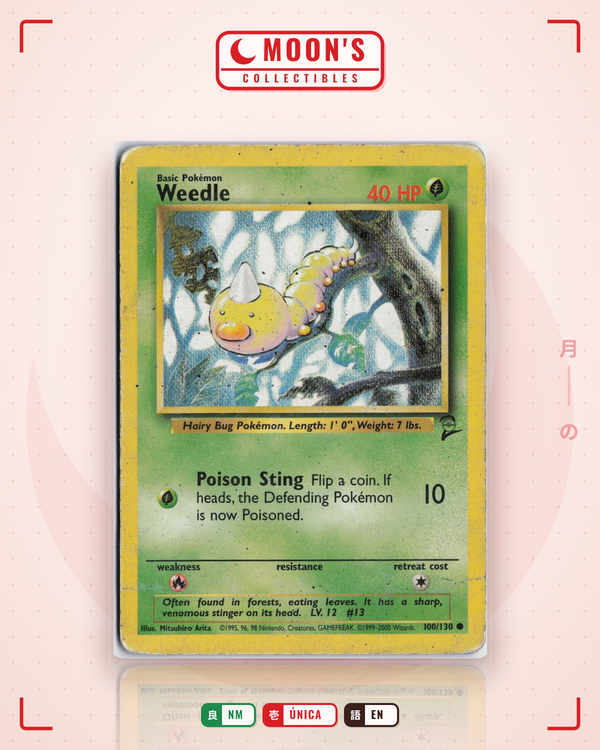 Carta Pokémon Weedle · Base Set 2 #100/130 (NM) — pieza única en Moon's Collectibles México