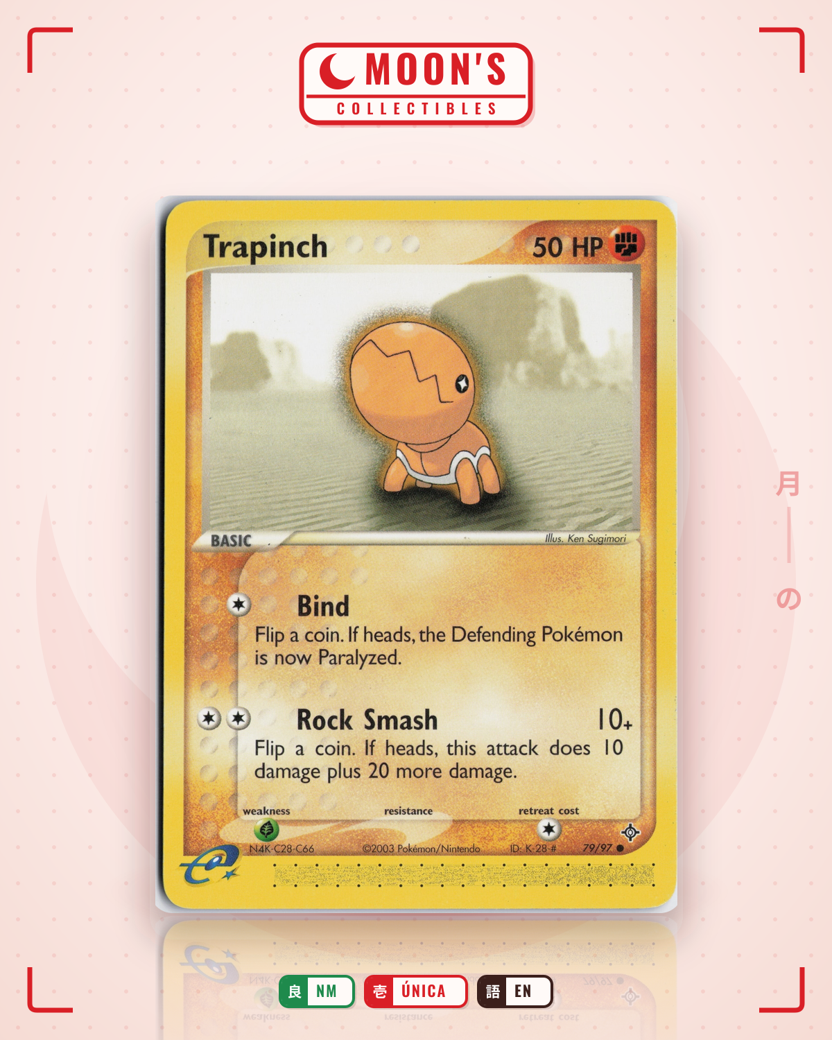Carta Pokémon Trapinch · Dragon #79/97 (NM) — pieza única en Moon's Collectibles México