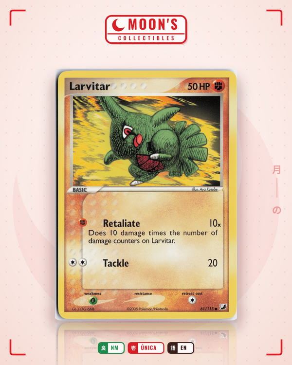 Carta Pokémon Larvitar · Unseen Forces #61/115 (NM) — pieza única en Moon's Collectibles México