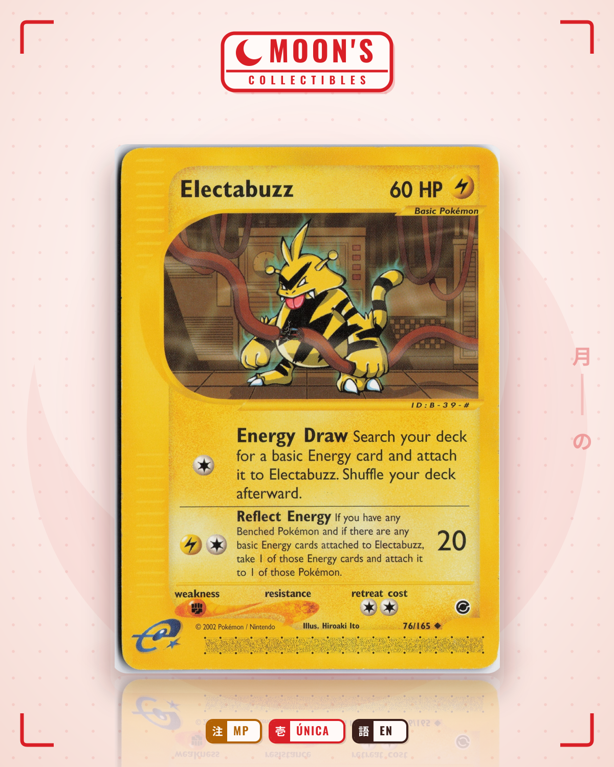 Carta Pokémon Electabuzz · Expedition Base Set #76/165 (MP) — pieza única en Moon's Collectibles México
