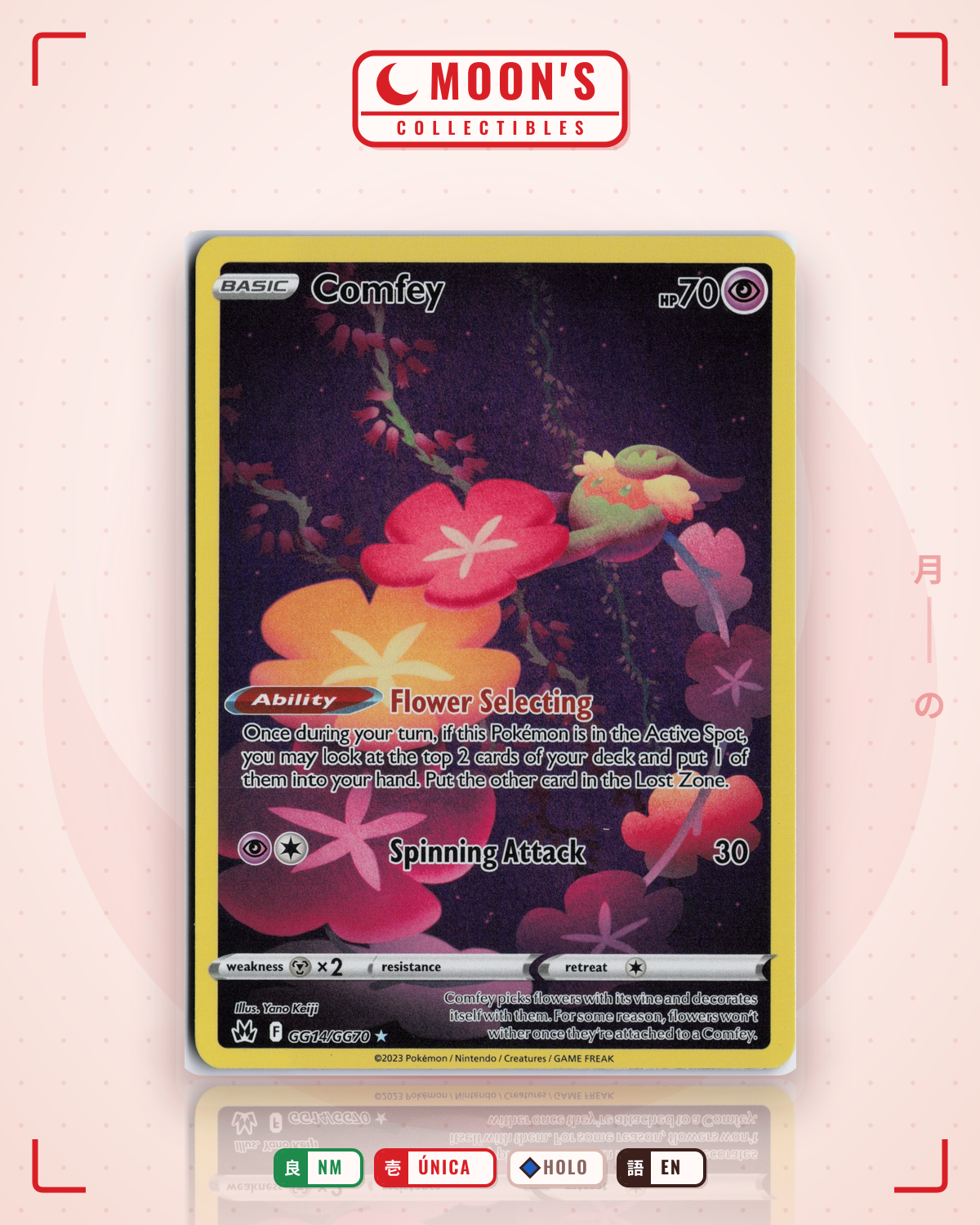 Carta Pokémon Comfey · Crown Zenith Galarian Gallery #GG14/GG70 (NM) — pieza única en Moon's Collectibles México