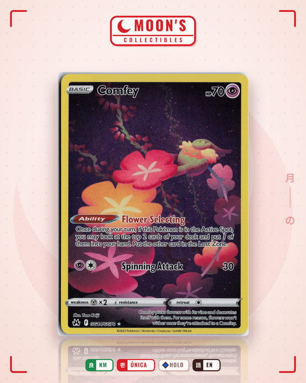 Carta Pokémon Comfey · Crown Zenith Galarian Gallery #GG14/GG70 (NM) — pieza única en Moon's Collectibles México