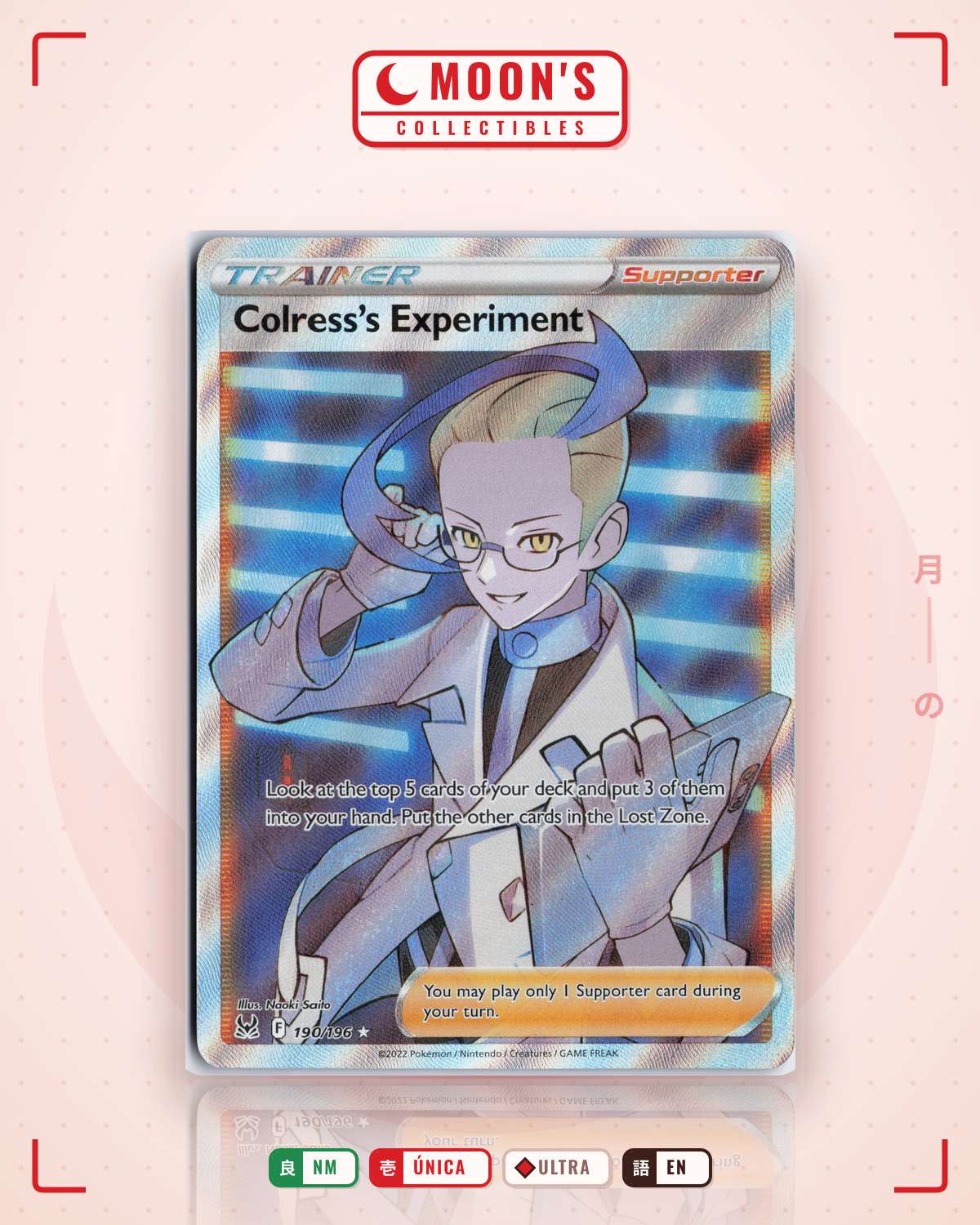 Carta Pokémon Colress's Experiment · Lost Origin #190/196 (NM) — pieza única en Moon's Collectibles México