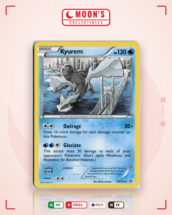 Carta Pokémon Kyurem · Legendary Treasures #43/113 (NM) — pieza única en Moon's Collectibles México
