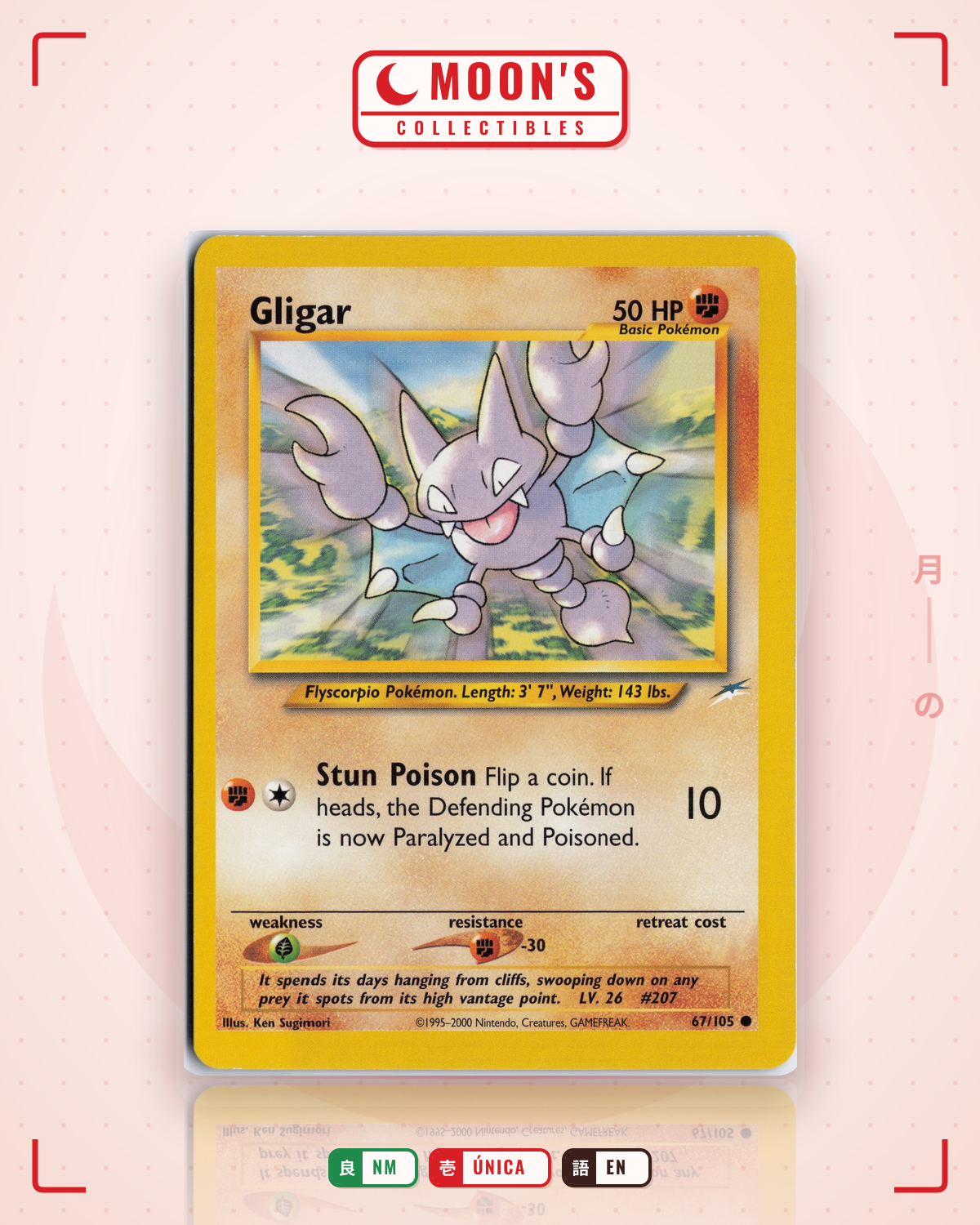 Carta Pokémon Gligar · Neo Destiny #67/105 (NM) — pieza única en Moon's Collectibles México