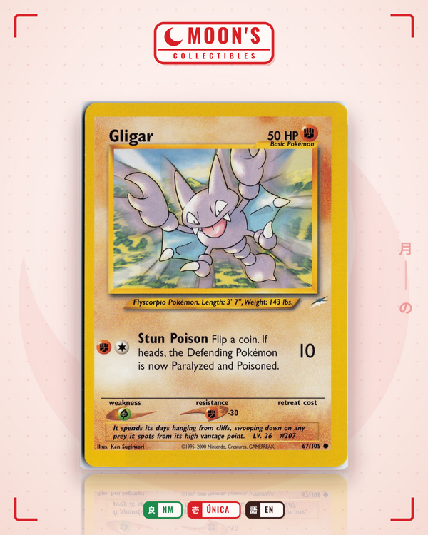 Carta Pokémon Gligar · Neo Destiny #67/105 (NM) — pieza única en Moon's Collectibles México