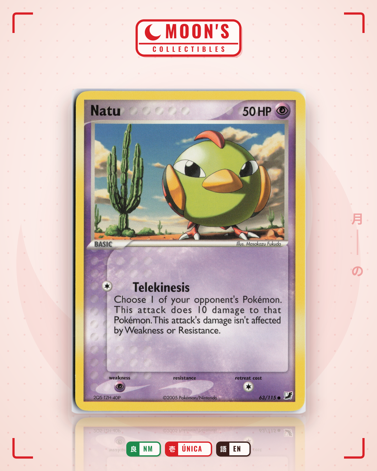 Carta Pokémon Natu · Unseen Forces #63/115 (NM) — pieza única en Moon's Collectibles México