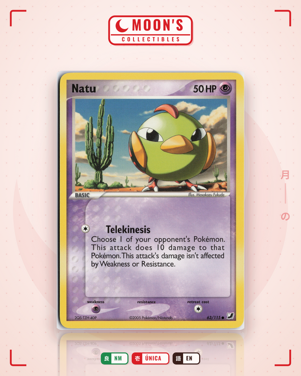 Carta Pokémon Natu · Unseen Forces #63/115 (NM) — pieza única en Moon's Collectibles México