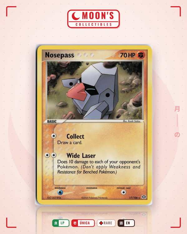 Carta Pokémon Nosepass · Emerald #17/106 (LP) — pieza única en Moon's Collectibles México