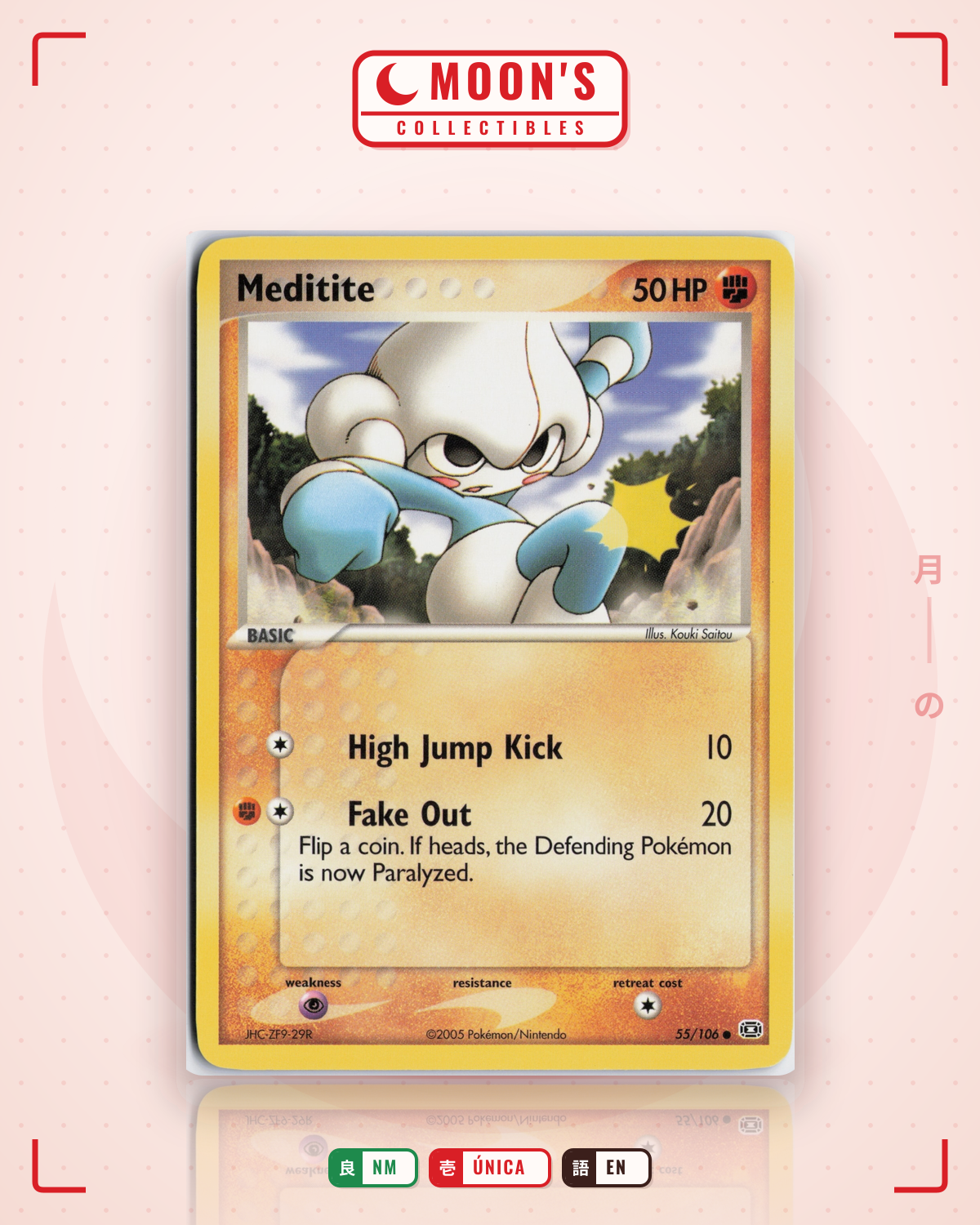 Carta Pokémon Meditite · Emerald #55/106 (NM) — pieza única en Moon's Collectibles México