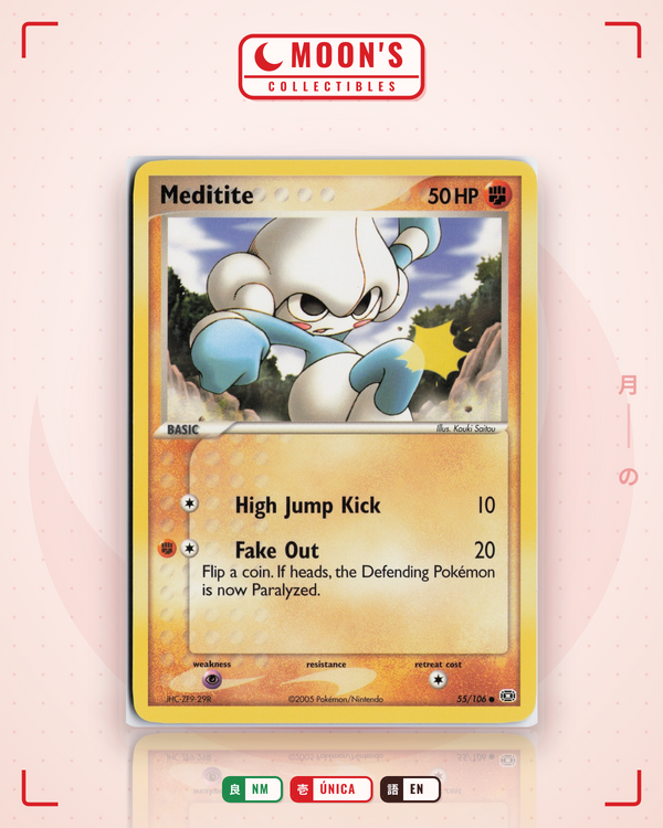 Carta Pokémon Meditite · Emerald #55/106 (NM) — pieza única en Moon's Collectibles México
