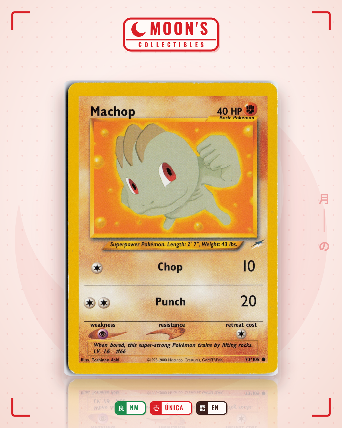 Carta Pokémon Machop · Neo Destiny #73/105 (NM) — pieza única en Moon's Collectibles México