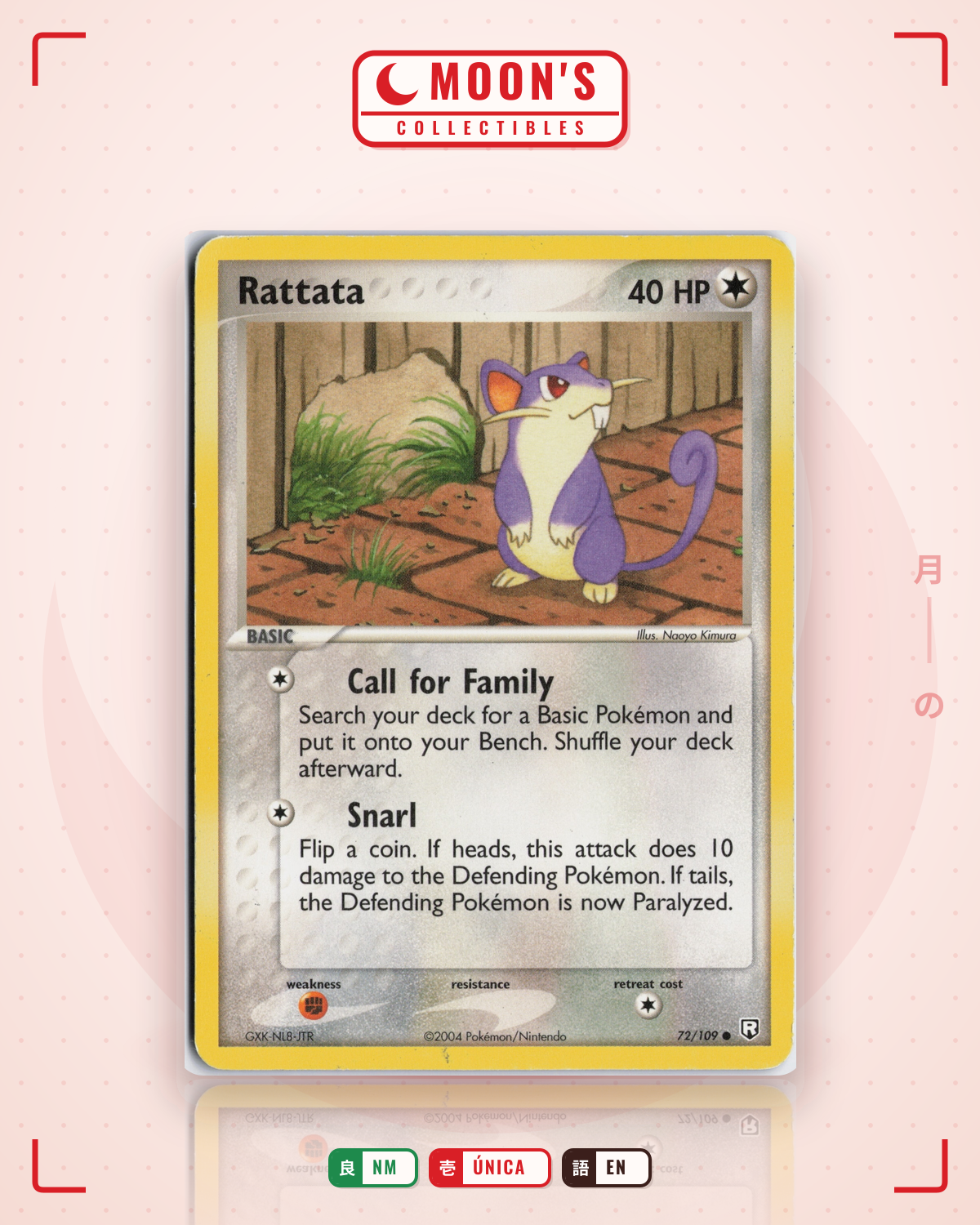 Carta Pokémon Rattata · Team Rocket Returns #72/109 (NM) — pieza única en Moon's Collectibles México