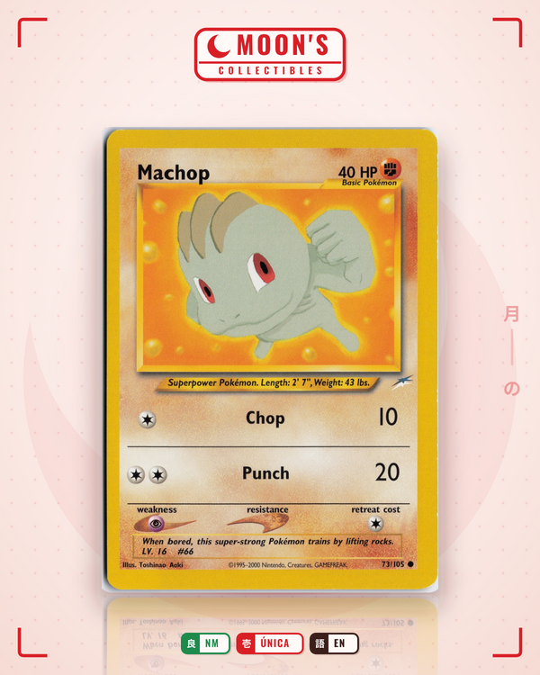 Carta Pokémon Machop · Neo Destiny #73/105 (NM) — pieza única en Moon's Collectibles México
