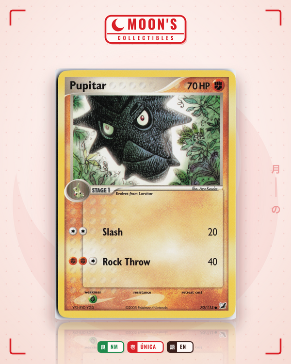 Carta Pokémon Pupitar · Unseen Forces #70/115 (NM) — pieza única en Moon's Collectibles México