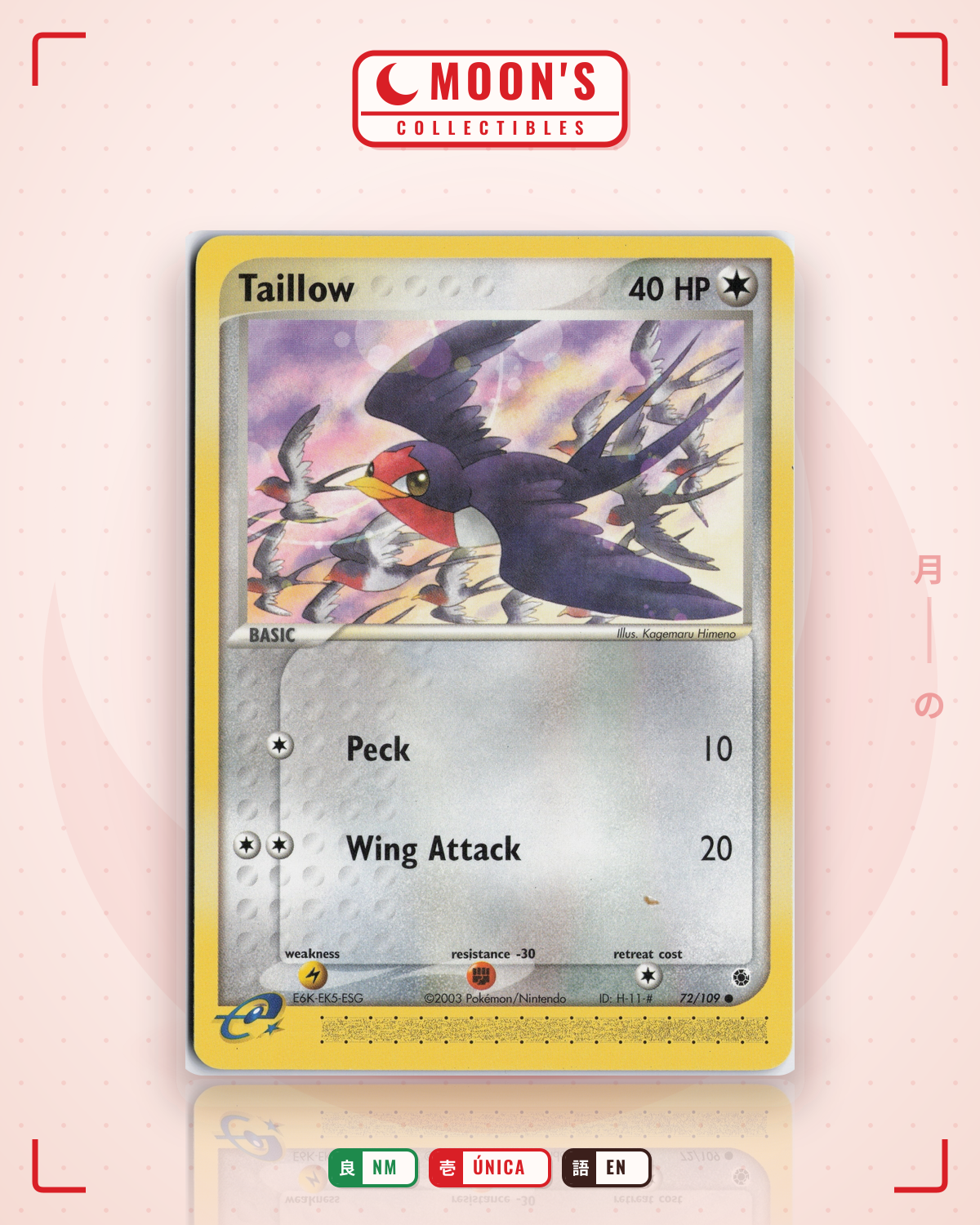 Carta Pokémon Taillow · Ruby & Sapphire #72/109 (NM) — pieza única en Moon's Collectibles México