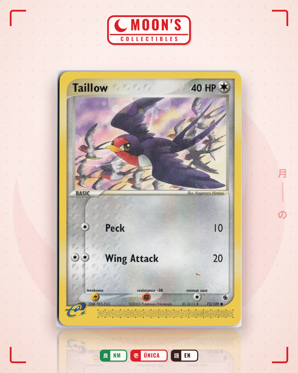 Carta Pokémon Taillow · Ruby & Sapphire #72/109 (NM) — pieza única en Moon's Collectibles México