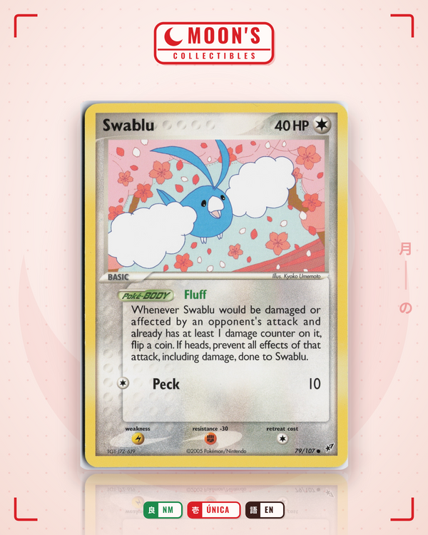 Carta Pokémon Swablu · Deoxys #79/107 (NM) — pieza única en Moon's Collectibles México
