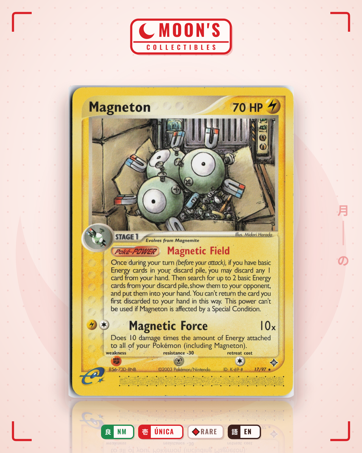 Carta Pokémon Magneton · Dragon #17/97 (NM) — pieza única en Moon's Collectibles México