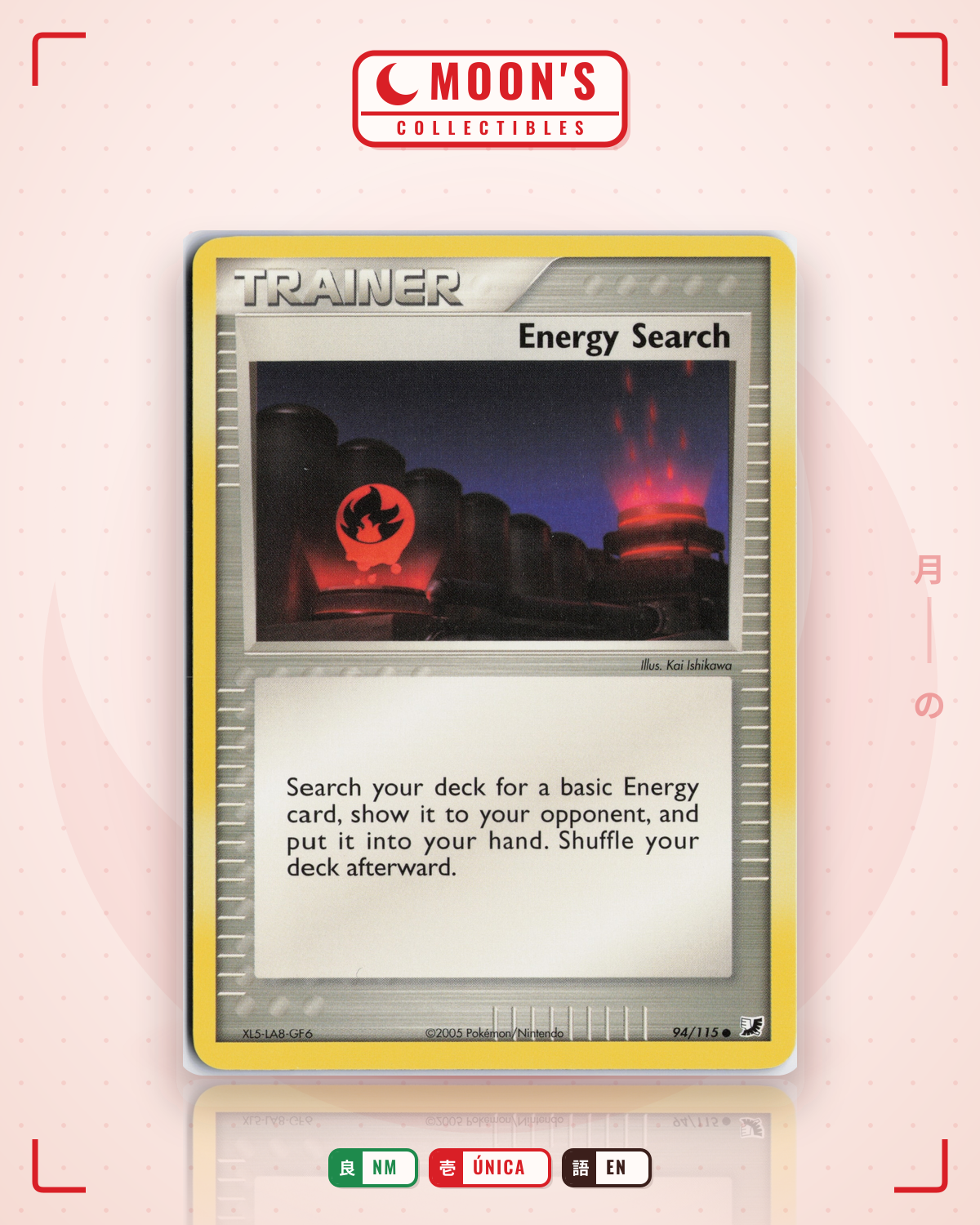 Carta Pokémon Energy Search · Unseen Forces #94/115 (NM) — pieza única en Moon's Collectibles México