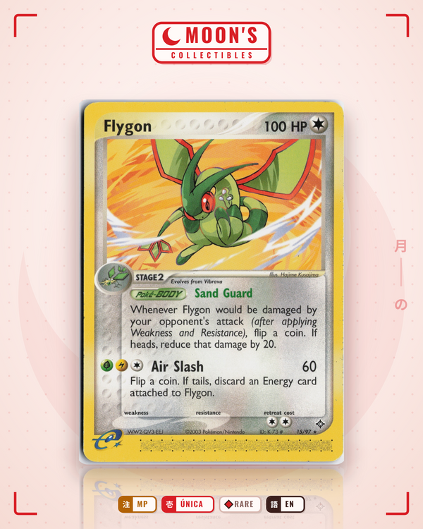 Carta Pokémon Flygon · Dragon #15/97 (MP) — pieza única en Moon's Collectibles México
