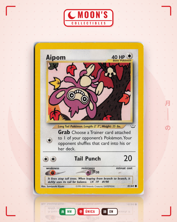 Carta Pokémon Aipom · Neo Revelation #41/64 (NM) — pieza única en Moon's Collectibles México