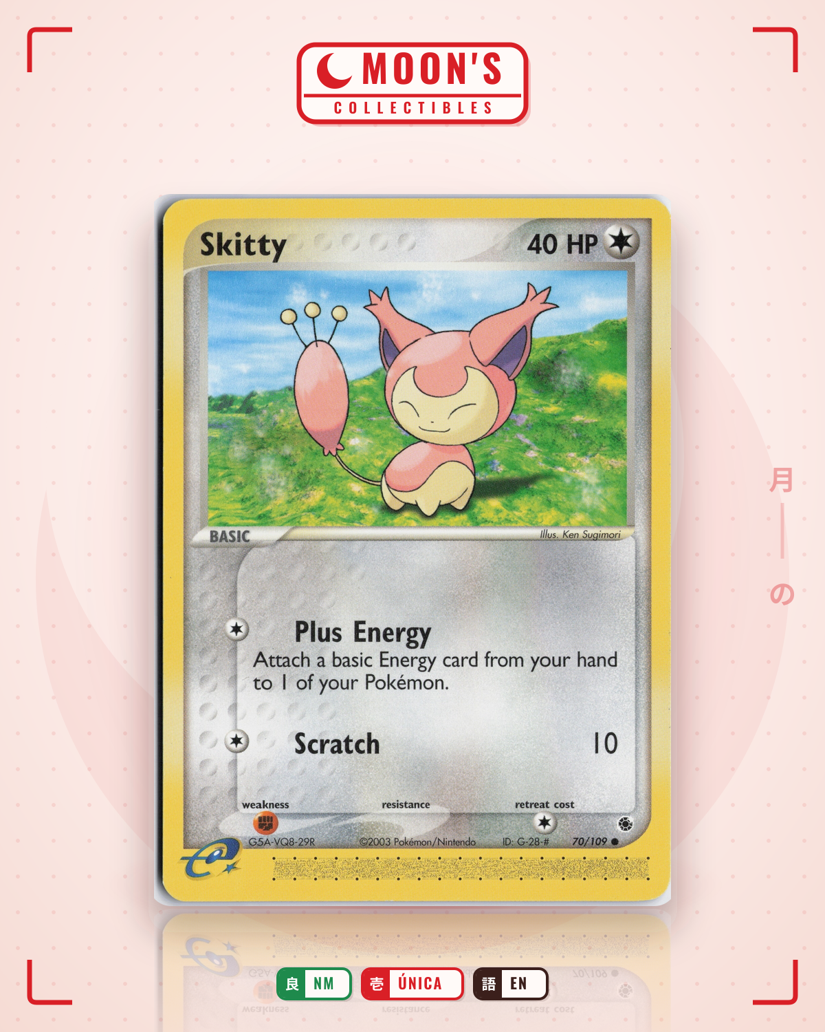 Carta Pokémon Skitty · Ruby & Sapphire #70/109 (NM) — pieza única en Moon's Collectibles México