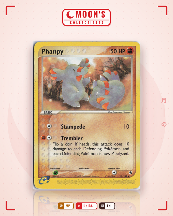 Carta Pokémon Phanpy · Ruby & Sapphire #62/109 (MP) — pieza única en Moon's Collectibles México