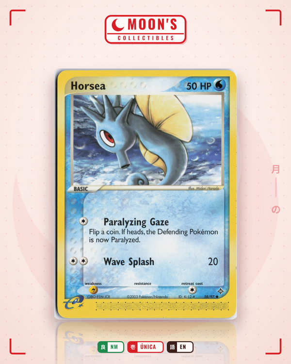 Carta Pokémon Horsea · Dragon #58/97 (NM) — pieza única en Moon's Collectibles México