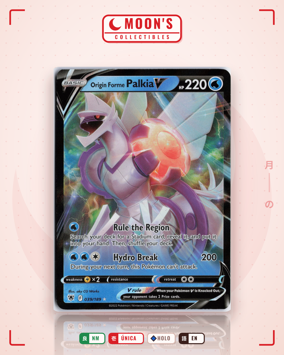 Carta Pokémon Origin Forme Palkia V · Astral Radiance #039/189 (NM) — pieza única en Moon's Collectibles México