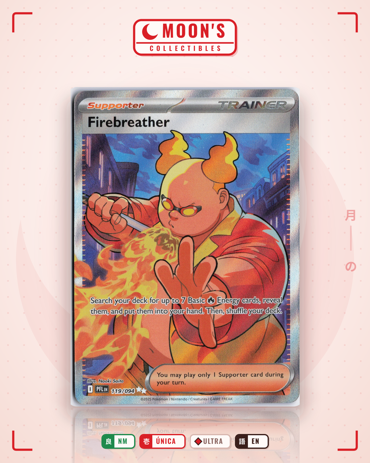 Carta Pokémon Firebreather · Phantasmal Flames #119/094 (NM) — pieza única en Moon's Collectibles México