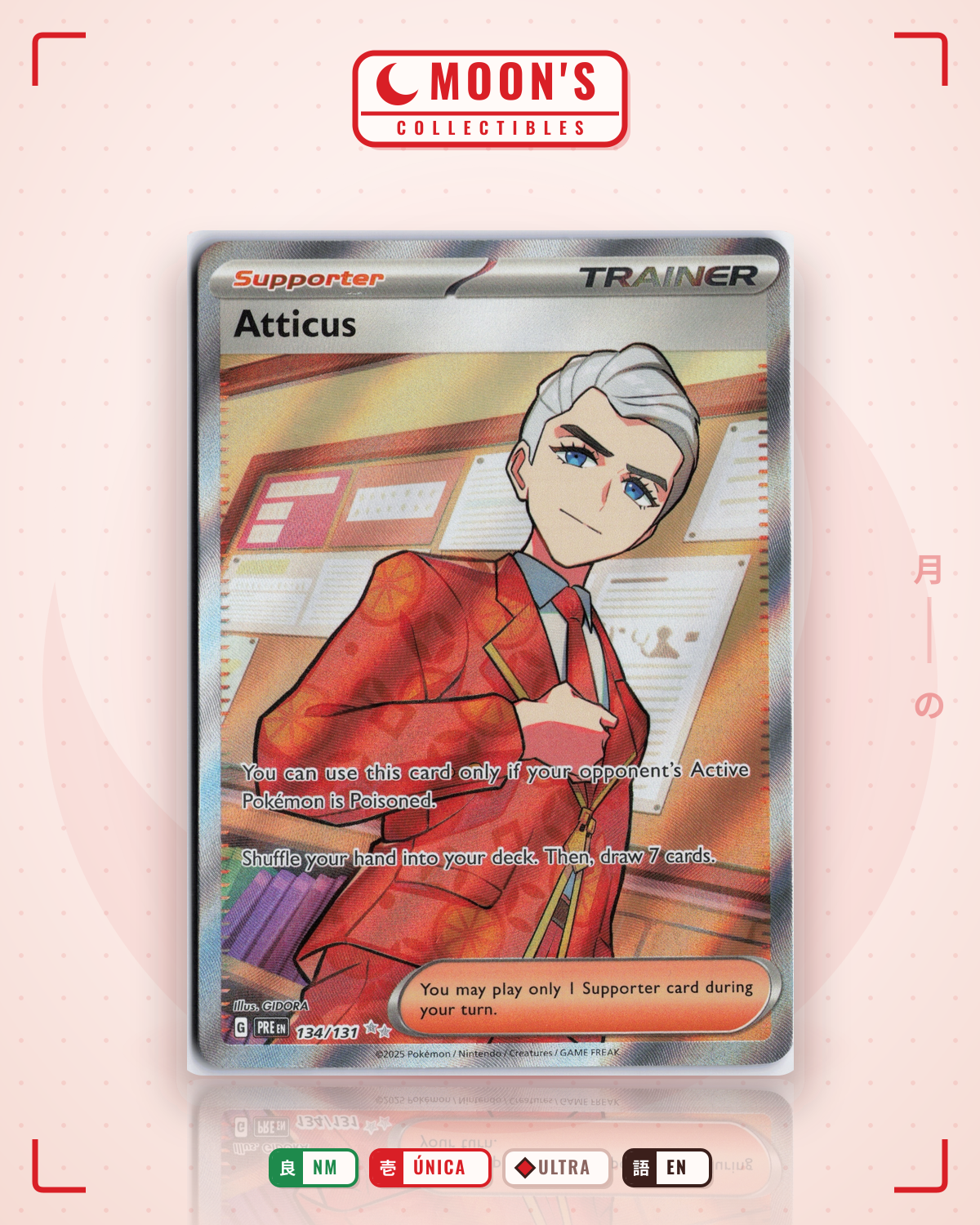 Carta Pokémon Atticus · Prismatic Evolutions #134/131 (NM) — pieza única en Moon's Collectibles México