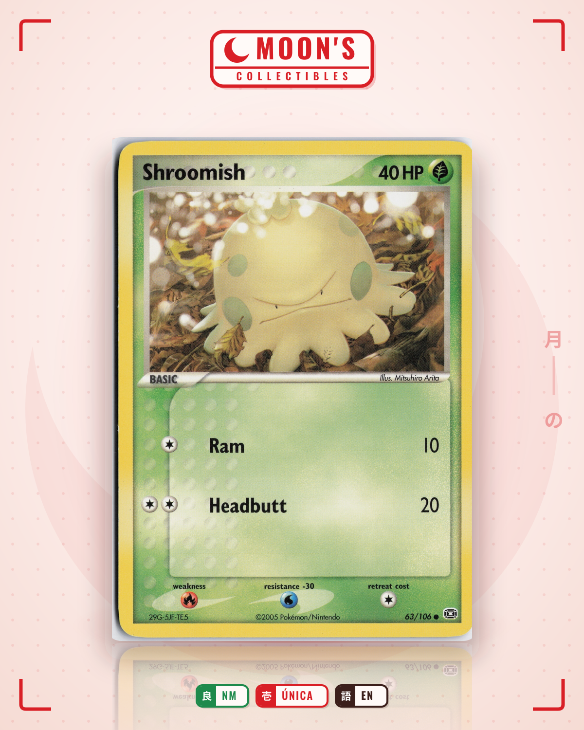 Carta Pokémon Shroomish · Emerald #63/106 (NM) — pieza única en Moon's Collectibles México