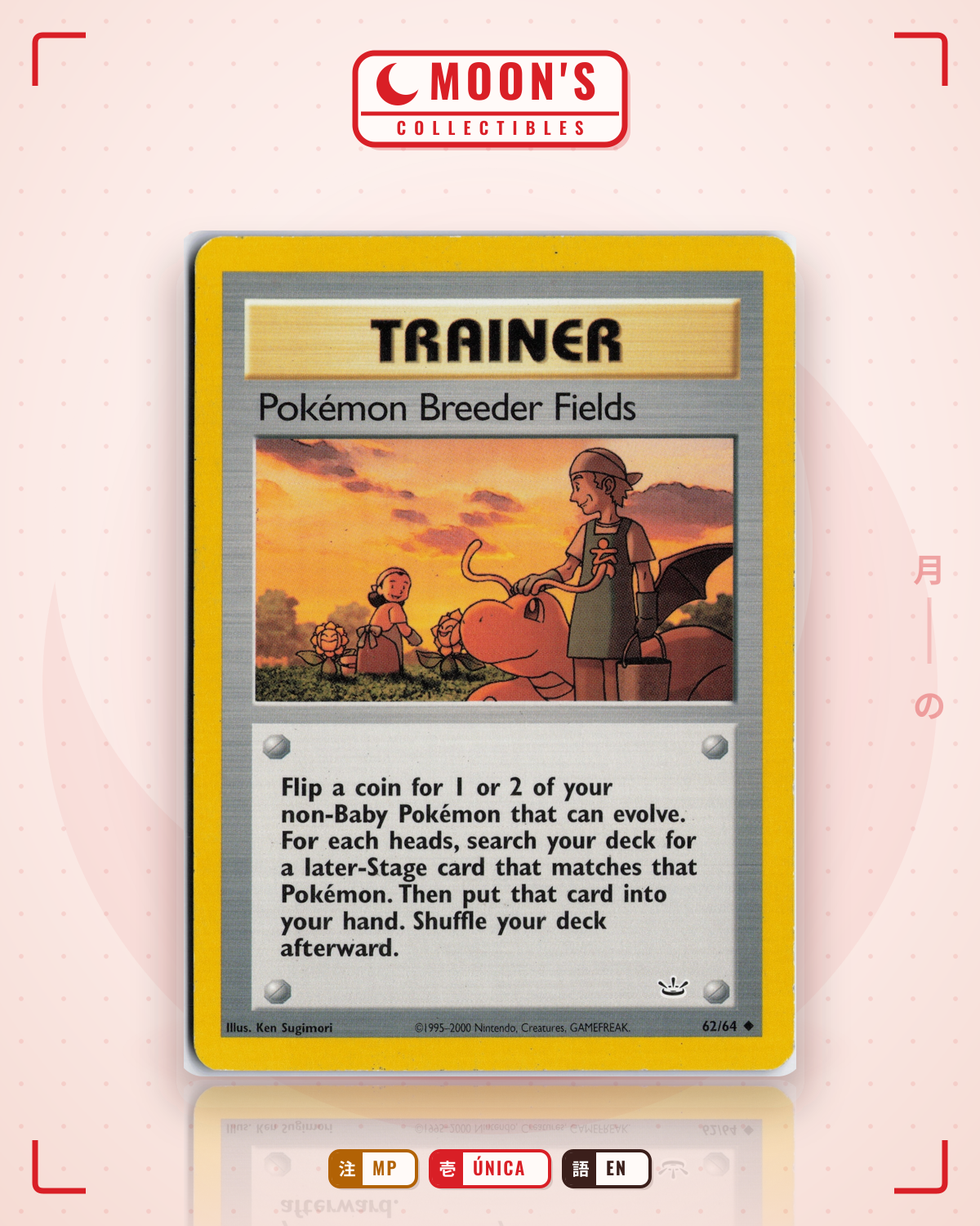 Carta Pokémon Pokémon Breeder Fields · Neo Revelation #62/64 (MP) — pieza única en Moon's Collectibles México