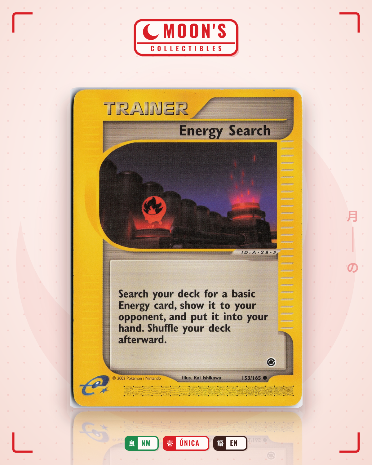 Carta Pokémon Energy Search · Expedition Base Set #153/165 (NM) — pieza única en Moon's Collectibles México