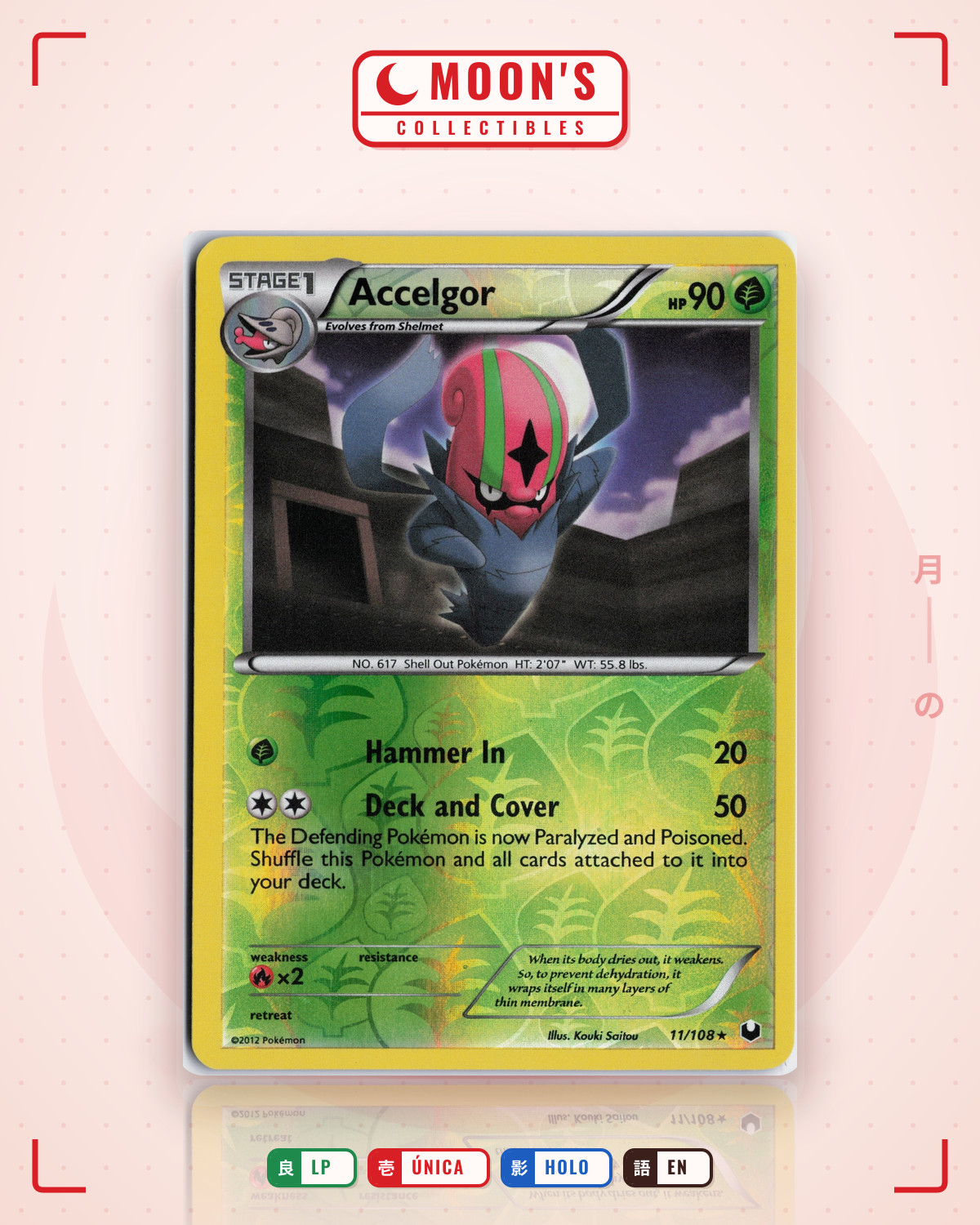 Carta Pokémon Accelgor · Dark Explorers #11/108 (LP) — pieza única en Moon's Collectibles México