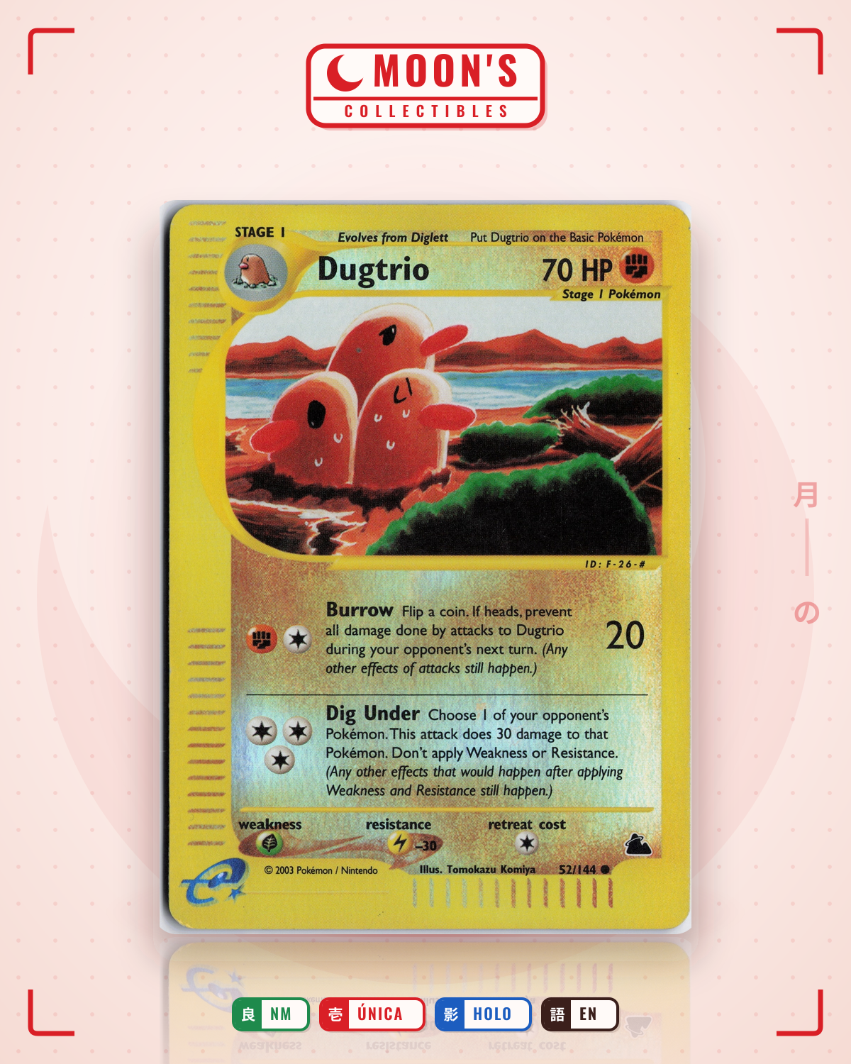 Carta Pokémon Dugtrio · Skyridge #52/144 (NM) — pieza única en Moon's Collectibles México