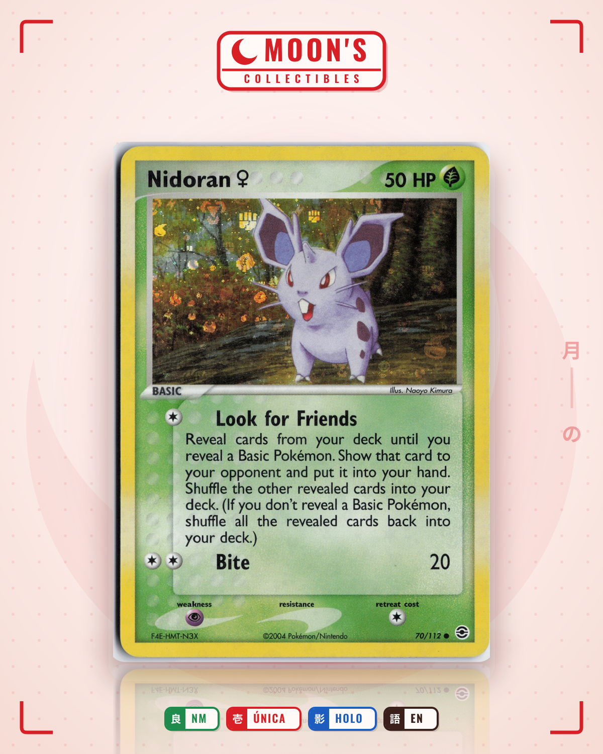 Carta Pokémon Nidoran ♀ · FireRed & LeafGreen #70/112 (NM) — pieza única en Moon's Collectibles México