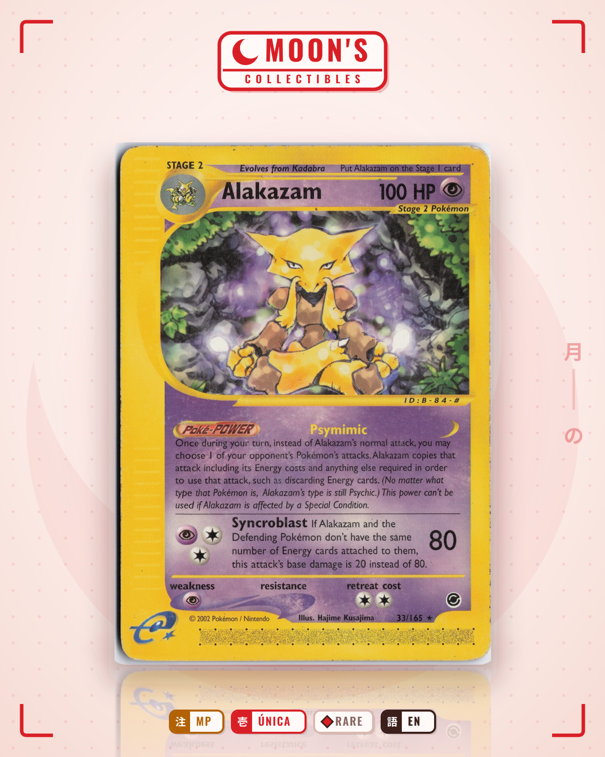 Carta Pokémon Alakazam · Expedition Base Set #33/165 (MP) — pieza única en Moon's Collectibles México