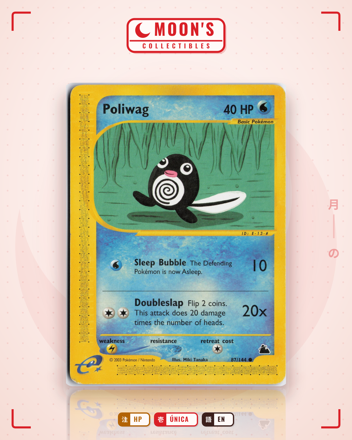 Carta Pokémon Poliwag · Skyridge #87/144 (HP) — pieza única en Moon's Collectibles México