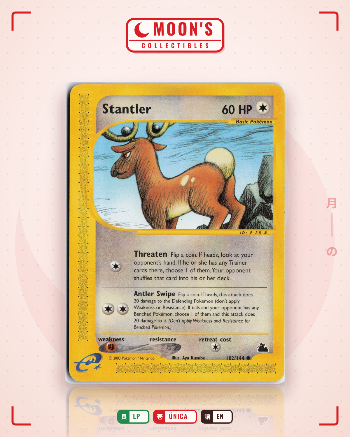 Carta Pokémon Stantler · Skyridge #102/144 (LP) — pieza única en Moon's Collectibles México