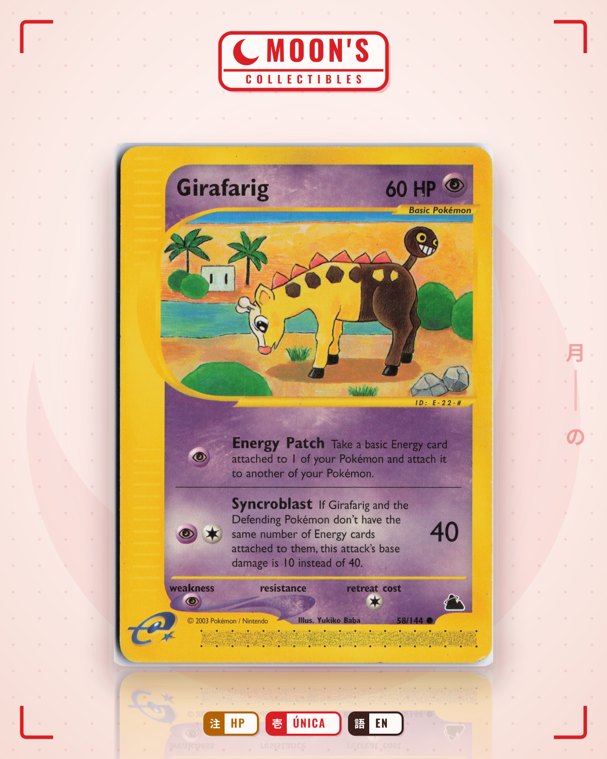 Carta Pokémon Girafarig · Skyridge #58/144 (HP) — pieza única en Moon's Collectibles México