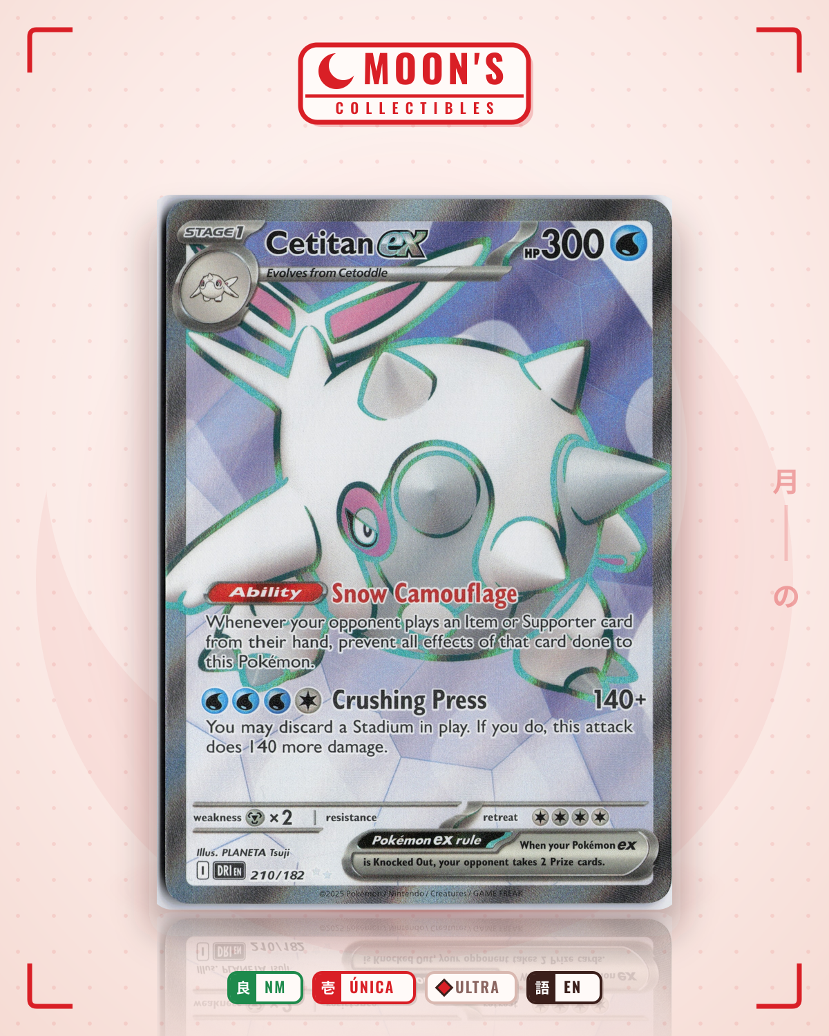 Carta Pokémon Cetitan ex · Destined Rivals #210/182 (NM) — pieza única en Moon's Collectibles México