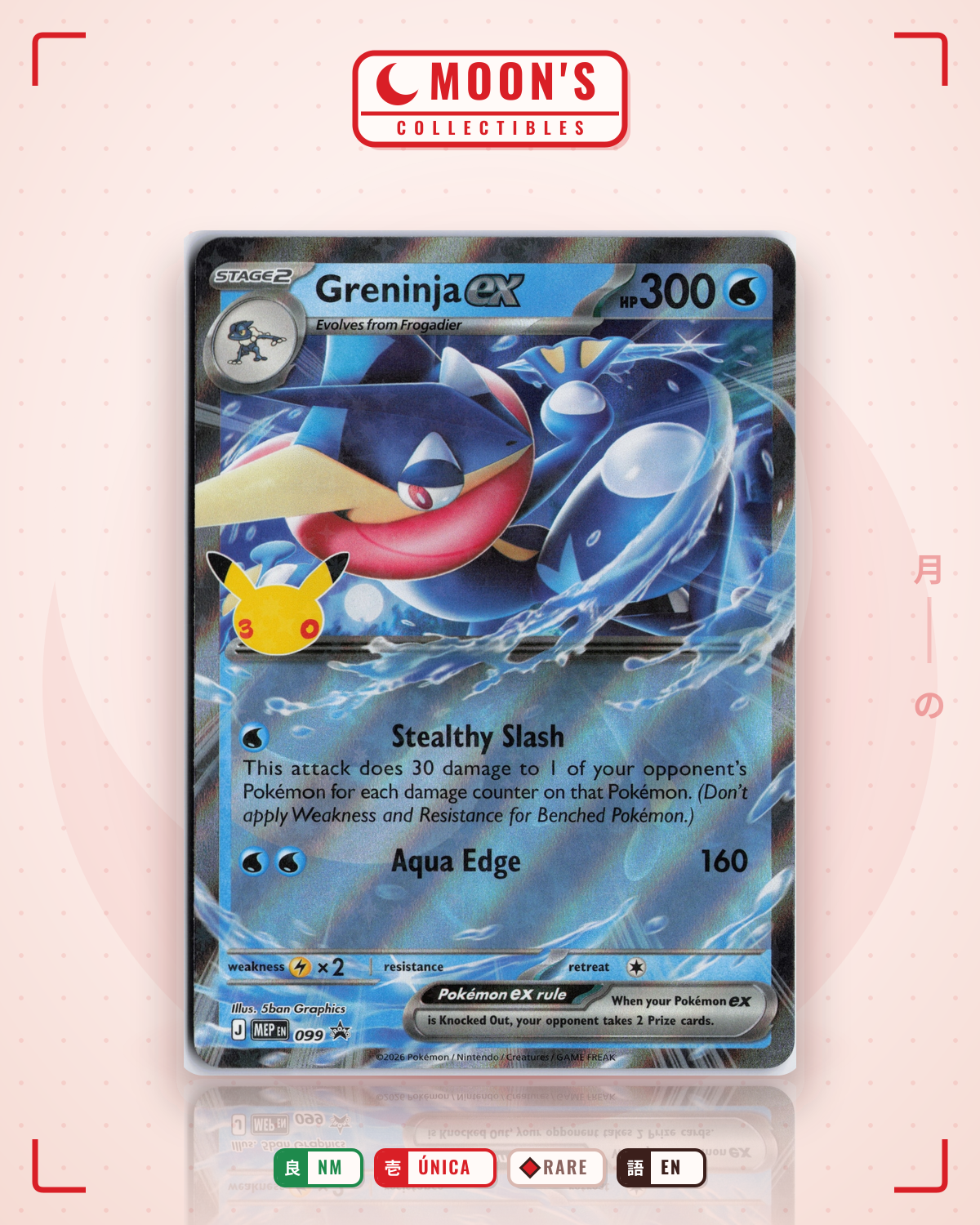 Carta Pokémon Greninja ex · Mega Evolution Black Star Promos #099 (NM) — pieza única en Moon's Collectibles México